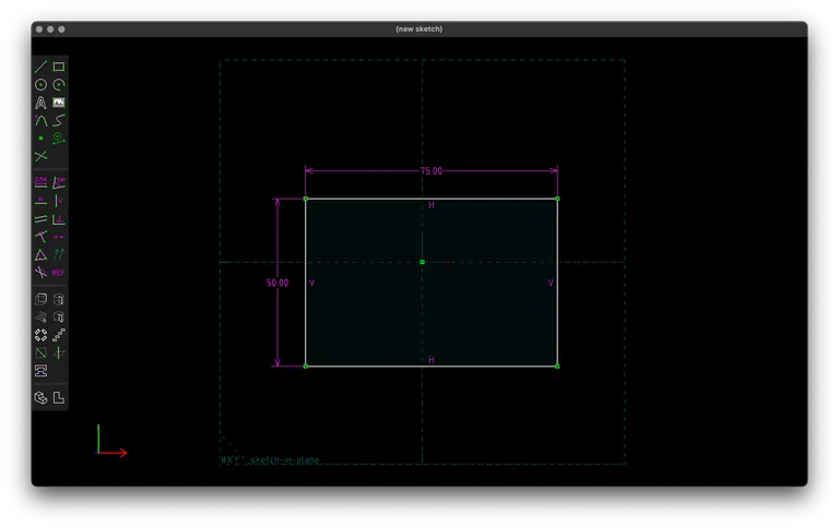 The same rectangle pictured above, but now dimensions are specified in purple numbers along the top and left edges.