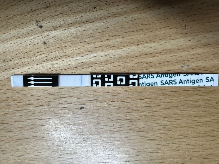 A faintly positive QuickVue test strip